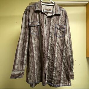 Pronto Uomo Striped Long Sleeve Snap Button Shirt. Men’s Size 2XLT.  Like new.